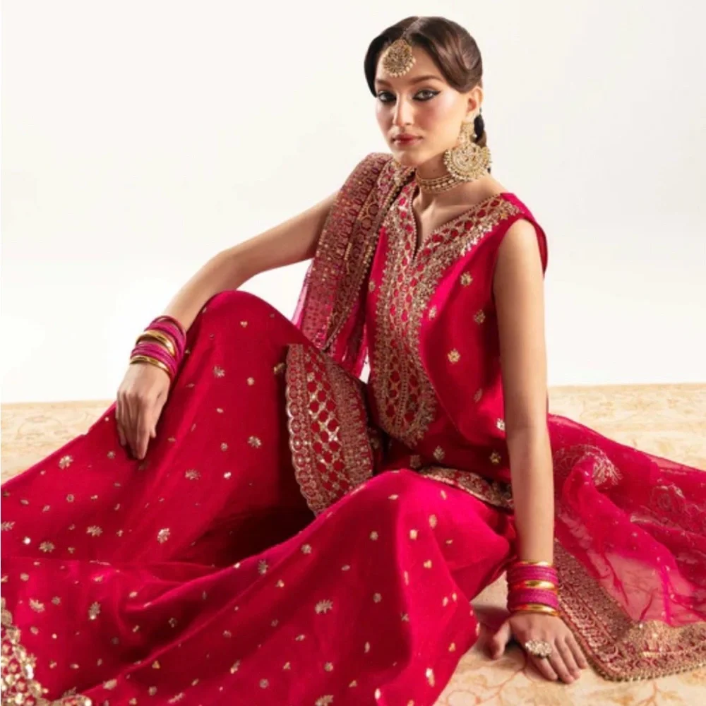 Kanwal Malik Orange Sharara Suit - Picture 2 of 11